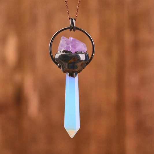 Mystical Amethyst Opalite Pendant Necklace - Unlock the Power of Crystal Alchemy