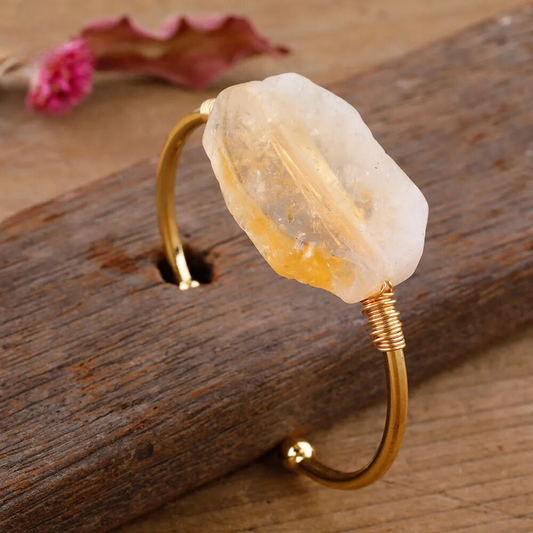 Mystical Citrine Quartz Bangle Bracelet: The Solar Stone of Manifestation | Crystal Collector