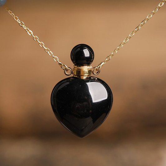 Black Agate Essential Oil Perfume Pendant Necklace: Harness the Power of Earth